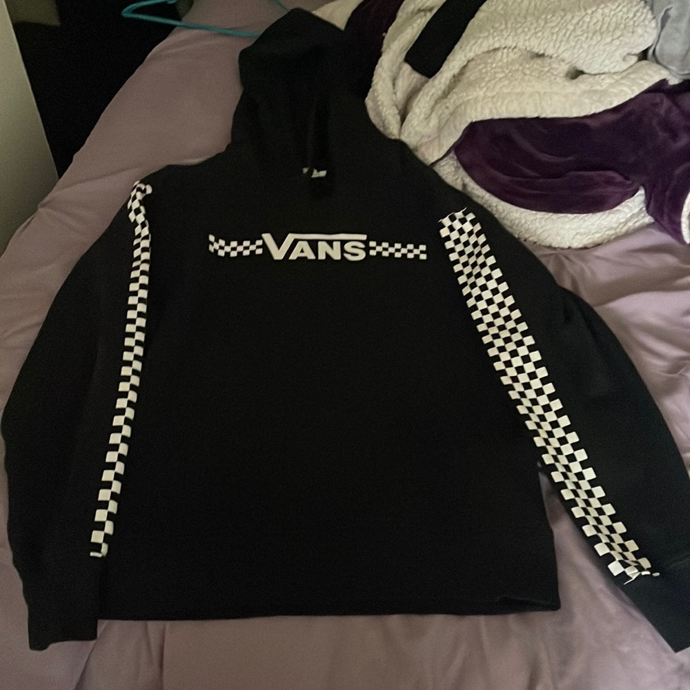 Checkered black vans hoodie with pocket